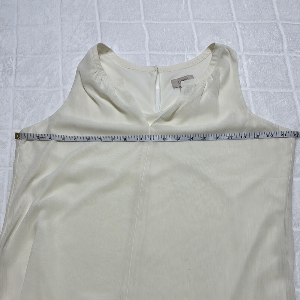 LOFT Cream Blouse‎ with V-Neckline - Picture 4 of 5